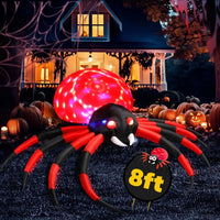 8 FT Halloween Decorations Outdoor Decor - LED Rotating Lights Inflatable Spider Blow Up Halloween Clearance Animated Giant