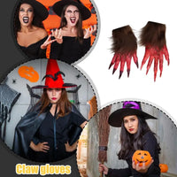 Halloween Costume Gloves 2 pack Werewolf Gloves Wolf Claw Hands Horror Wolf Claw Gloves for Halloween Theme Party