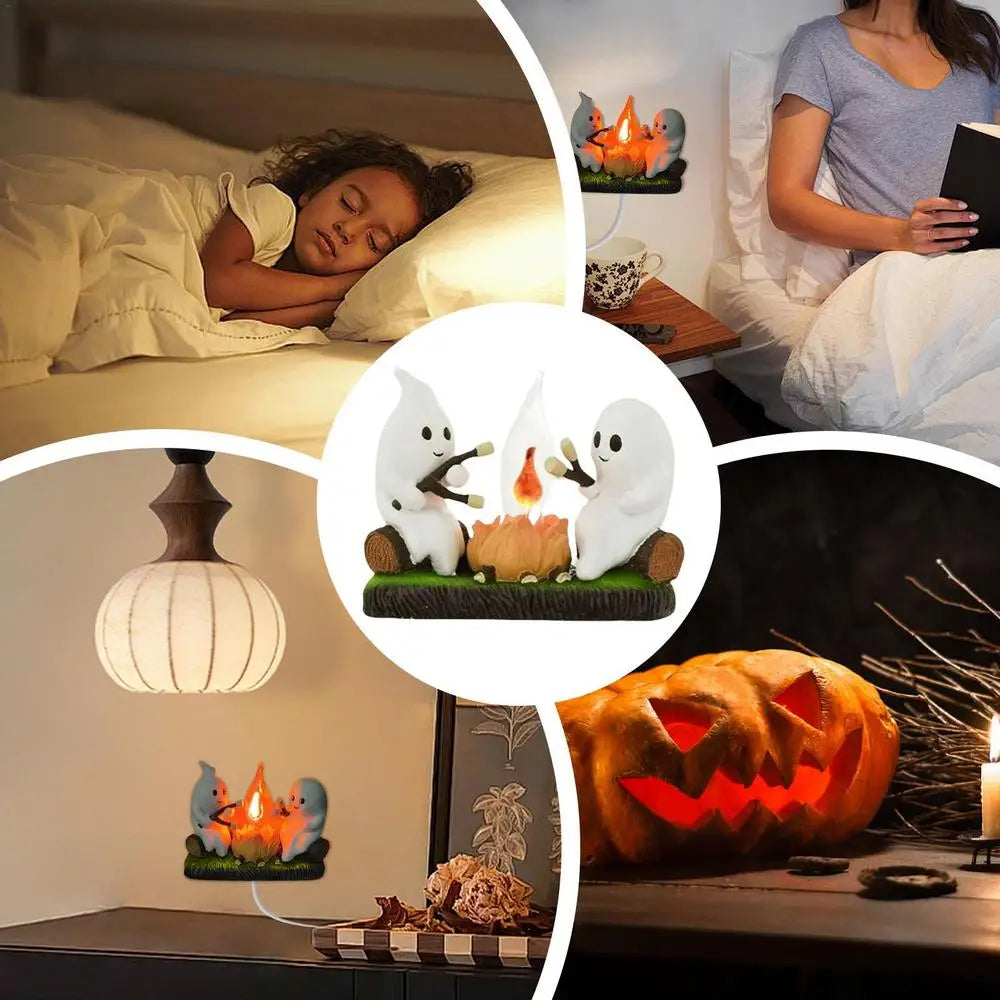 2024 Ghost Campfire Flickering Nightlight Night Light Plug Wall Spooky Fire Marshmallow Night Light MarshmallowFire Nightlight