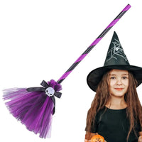 Halloween Witch Hat For Girls Halloween Fairytale Accessories Fancy Witch Dress Up Wizard Witch Hat Broom For Role-Play Cosplay