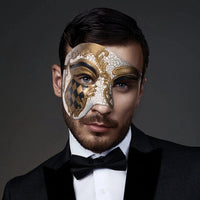 Men's Masquerade Mask Halloween Mask Vintage Venice, Italy Male Phantom of the Opera half face holiday party dress up