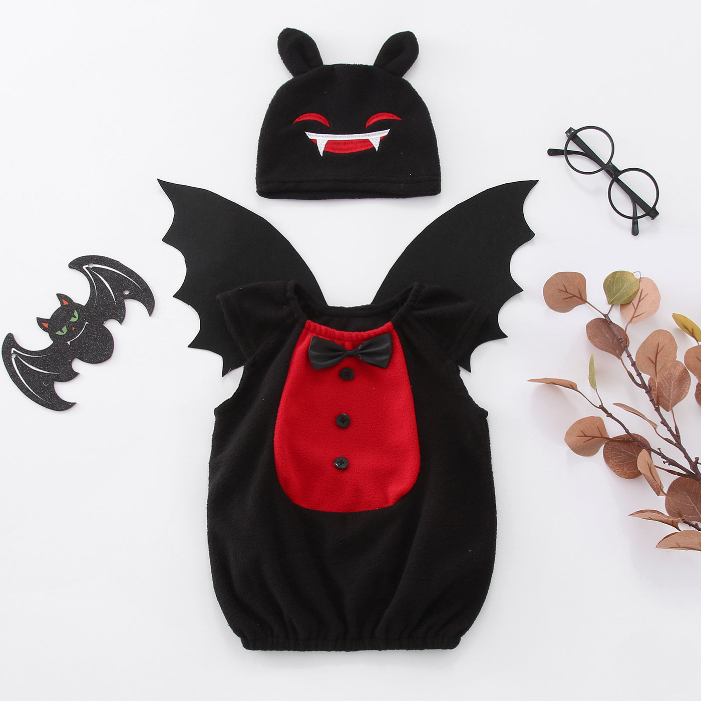 Toddler Infant Baby Sets Girls Boys Halloween Bat Monster Soft Fleece Vest Tops Sets With Wing Hat 3PCS Set Costumes ropa