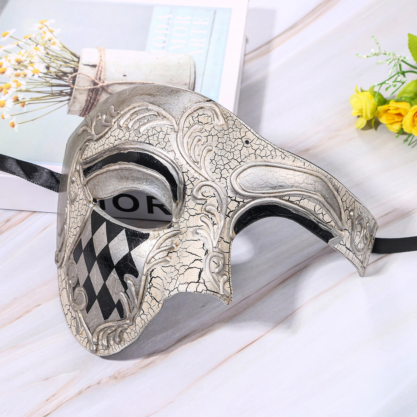 Men's Masquerade Mask Halloween Mask Vintage Venice, Italy Male Phantom of the Opera half face holiday party dress up