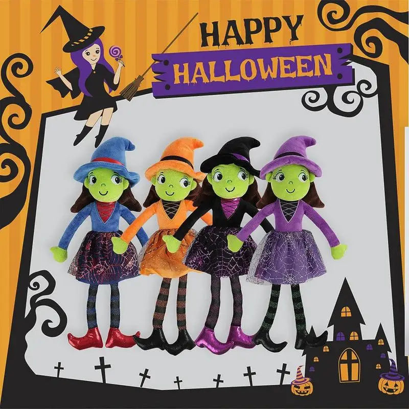 40cm Halloween Witch Doll Cute and Skin-friendly Stuffed Little Witch Doll Toy Festive Atmosphere Decoration Great Gift for Kids