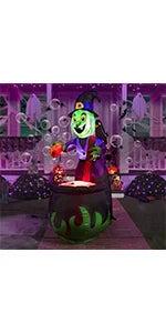 Halloween Inflatable Outdoor Decoration, Carriage, Built-in LED, Halloween Courtyard Toy, 10 Foot