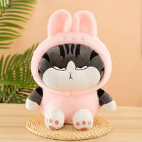 Stuffed Cat Plush Toy with Rabbit Hat | Soft Comfortable Doll Toys Decorative Bed Ornaments for Car Sofa Desk