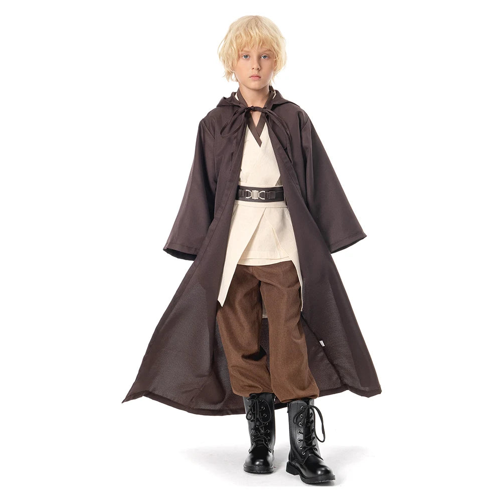 Kids Anakin Cosplay Space Battle Obi Wan Costume Jedi Cloak Children Fantasy Dress Up Outfits Halloween Carnival Party Suit