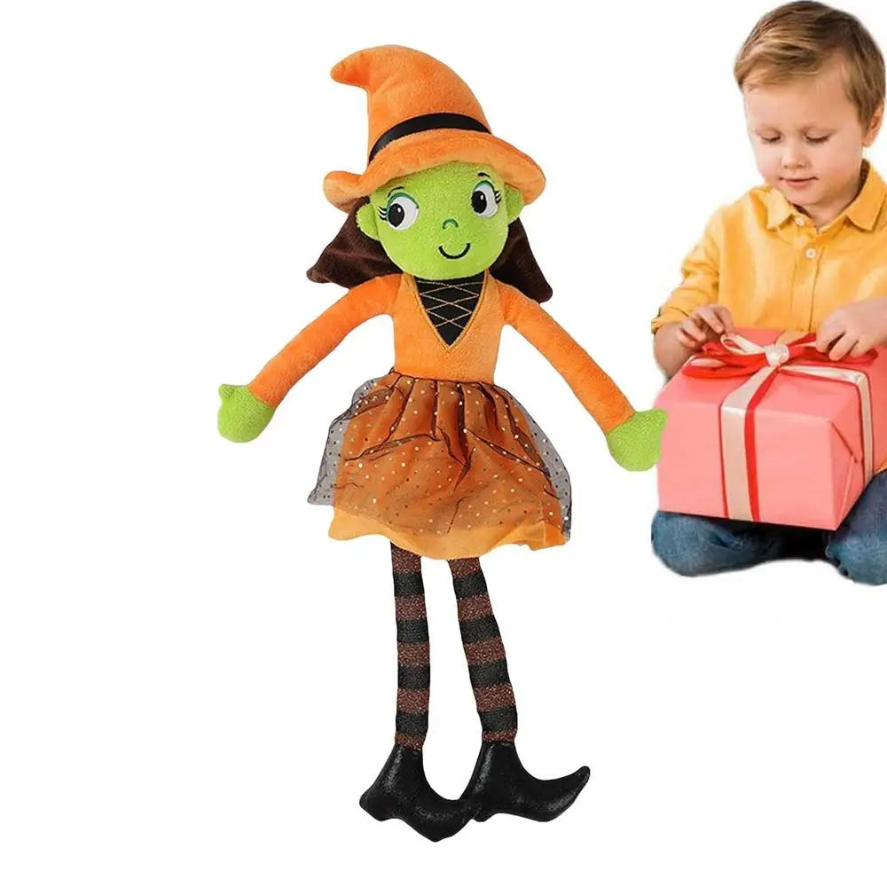 40cm Halloween Witch Doll Cute and Skin-friendly Stuffed Little Witch Doll Toy Festive Atmosphere Decoration Great Gift for Kids