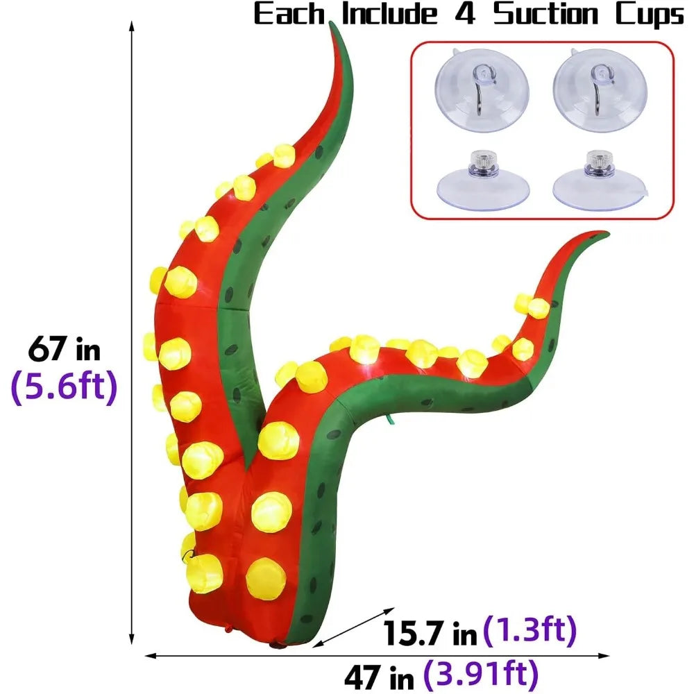 Halloween Decoration，2Pack Halloween Decorations Inflatable Lighted Octopus Tentacle, Party Blow Up Decor, Halloween Decoration