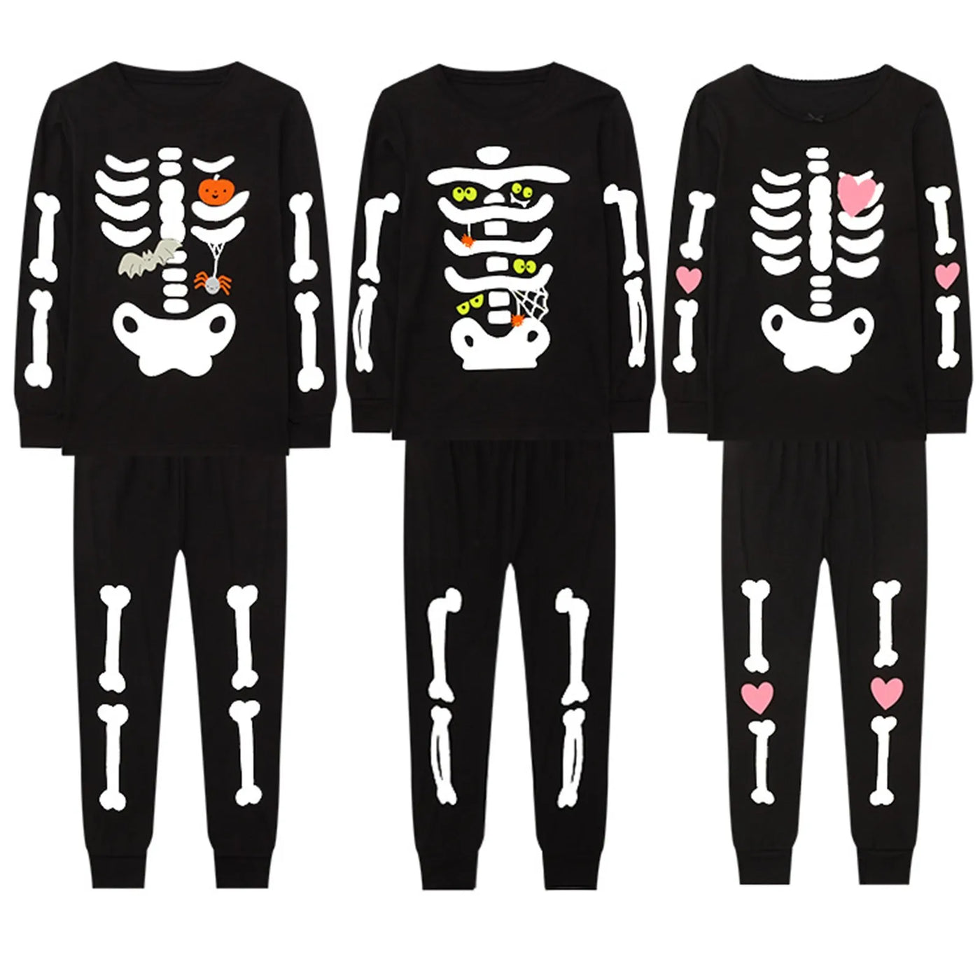 Halloween Clothing Skull Print Toddler Boys Girl Long Sleeve Long Pants Suit Child Home Costume Glow Conjuntos Infantiles