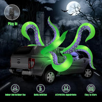 Halloween Giant Octopus Tentacle Decoration, 7.15-foot 2-piece Outdoor Inflatable Toy Set with LED Light, Halloween Decoration