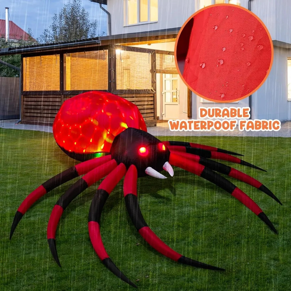 8 FT Halloween Decorations Outdoor Decor - LED Rotating Lights Inflatable Spider Blow Up Halloween Clearance Animated Giant