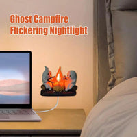 2024 Ghost Campfire Flickering Nightlight Night Light Plug Wall Spooky Fire Marshmallow Night Light MarshmallowFire Nightlight