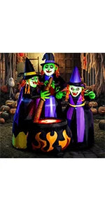 Halloween Inflatable Outdoor Decoration, Carriage, Built-in LED, Halloween Courtyard Toy, 10 Foot