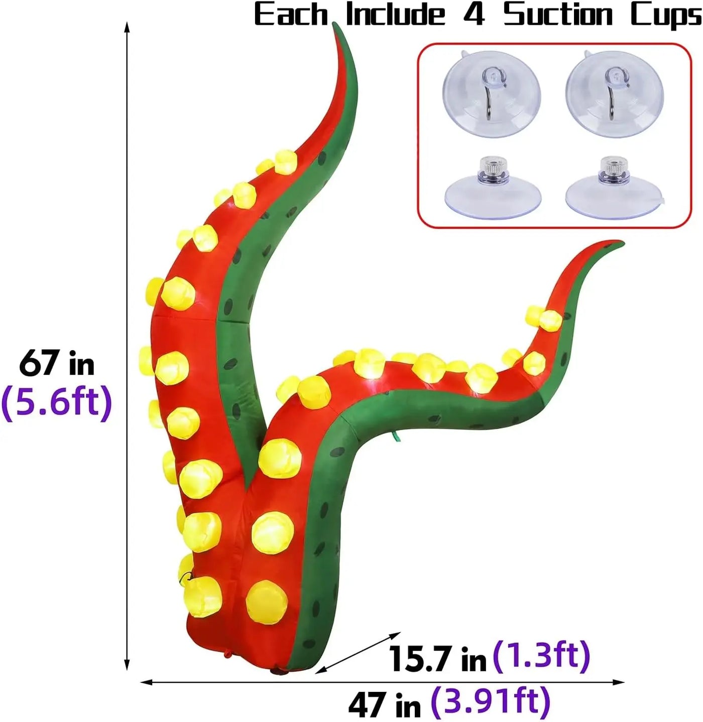 Halloween Decoration，2Pack Halloween Decorations Inflatable Lighted Octopus Tentacle, Party Blow Up Decor, Halloween Decoration