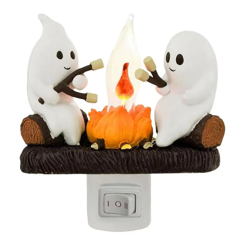 New Fashionable Ghost Campfire Nightlight Ghost Campfire Flickering Plug In Night Light Halloween Ghost Pumpkin Night Light