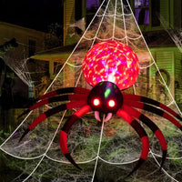 8 FT Halloween Decorations Outdoor Decor - LED Rotating Lights Inflatable Spider Blow Up Halloween Clearance Animated Giant