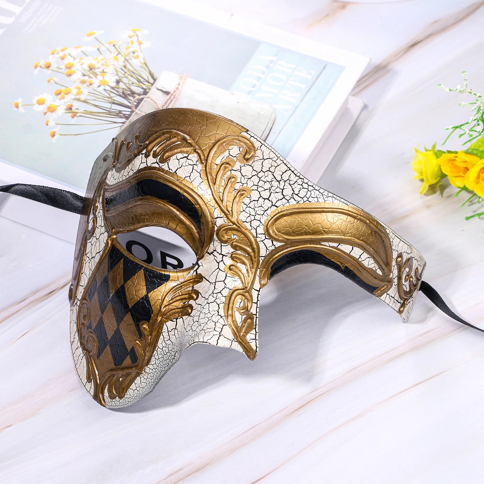 Men's Masquerade Mask Halloween Mask Vintage Venice, Italy Male Phantom of the Opera half face holiday party dress up