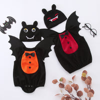 Toddler Infant Baby Sets Girls Boys Halloween Bat Monster Soft Fleece Vest Tops Sets With Wing Hat 3PCS Set Costumes ropa