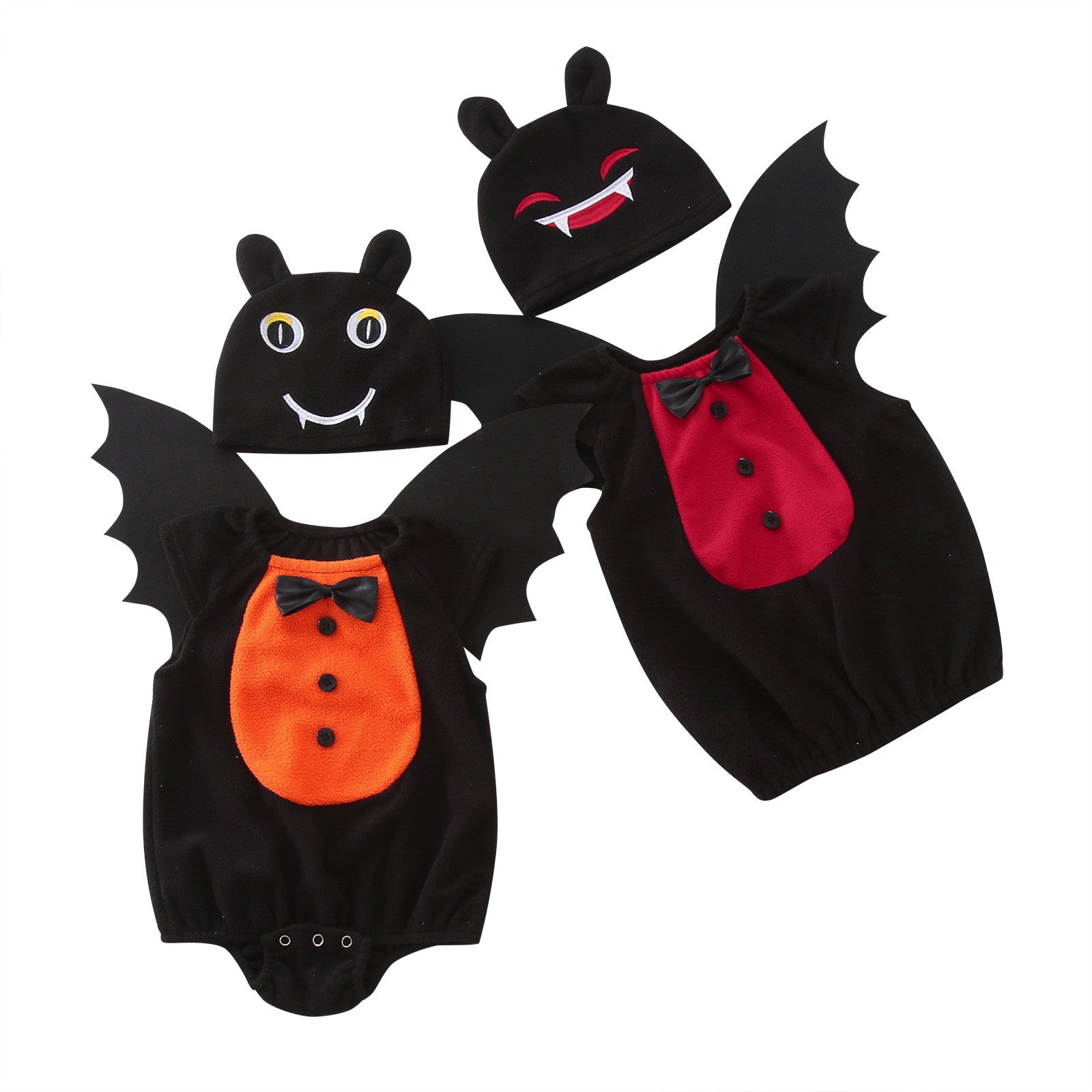 Toddler Infant Baby Sets Girls Boys Halloween Bat Monster Soft Fleece Vest Tops Sets With Wing Hat 3PCS Set Costumes ropa