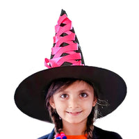 Halloween Witch Hat For Girls Halloween Fairytale Accessories Fancy Witch Dress Up Wizard Witch Hat Broom For Role-Play Cosplay