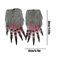 Halloween Costume Gloves 2 pack Werewolf Gloves Wolf Claw Hands Horror Wolf Claw Gloves for Halloween Theme Party