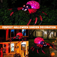 8 FT Halloween Decorations Outdoor Decor - LED Rotating Lights Inflatable Spider Blow Up Halloween Clearance Animated Giant