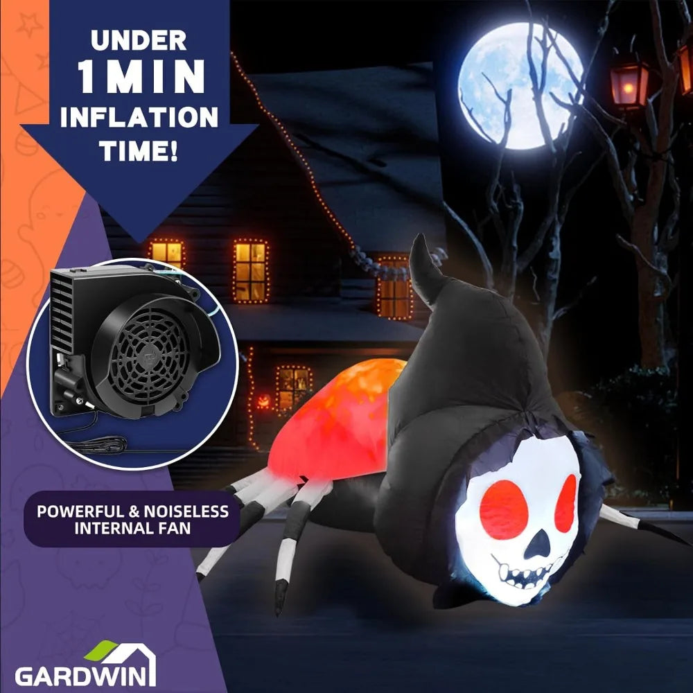 Halloween Inflatable Toy with LED Skeleton, Outdoor Decoration, Spider Decoration, 6-foot Long