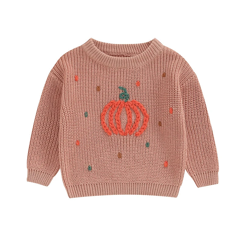 Toddler Boy Girl Halloween Sweater Pumpkin Pattern