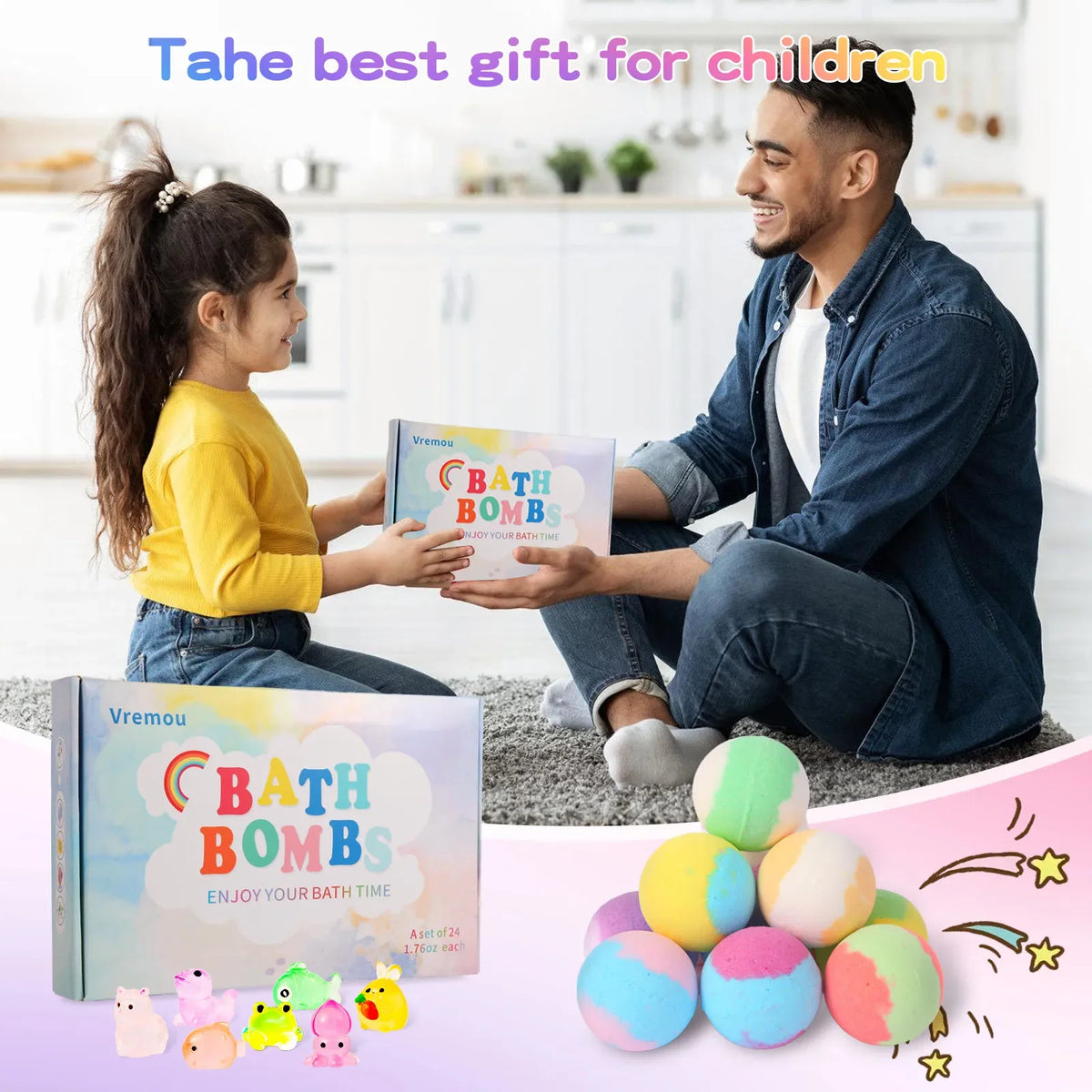 Natural Kids Bath Bombs with Surprise Toys