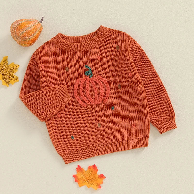 Toddler Boy Girl Halloween Sweater Pumpkin Pattern