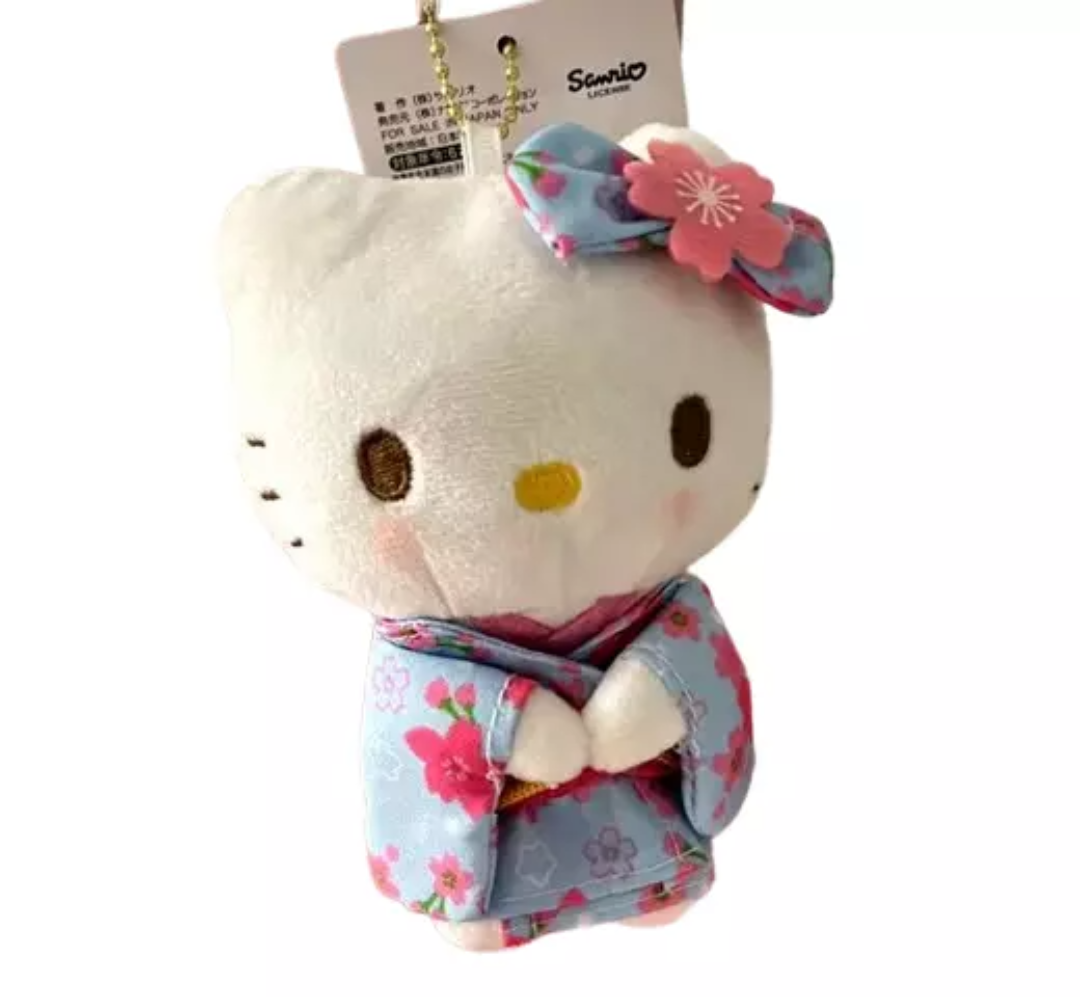 Sakura themed hello kitty kimono plush keychain