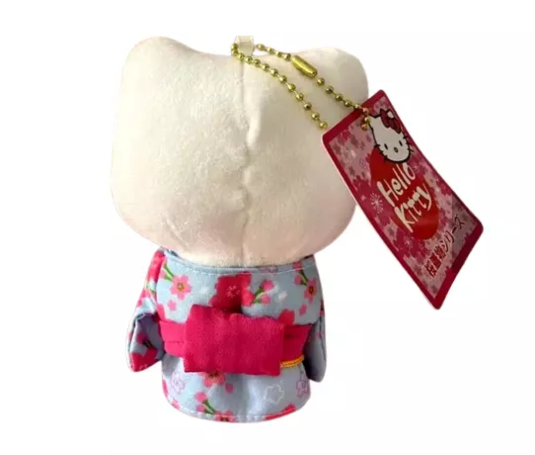 Sakura themed hello kitty kimono plush keychain back side