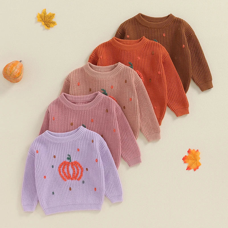 Toddler Boy Girl Halloween Sweater Pumpkin Pattern