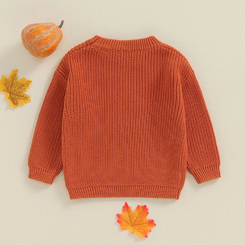 Toddler Boy Girl Halloween Sweater Pumpkin Pattern