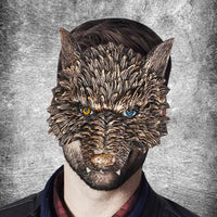 Man wearing Wolf animal masquerade masks