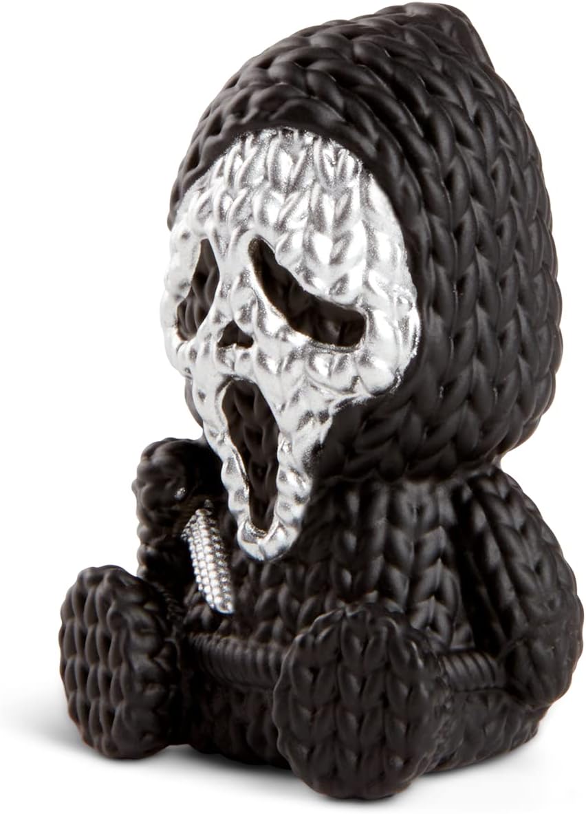 Screaming Ghost Face Metallic Silver Micro Size Vinly Figure By Handmade by Robots