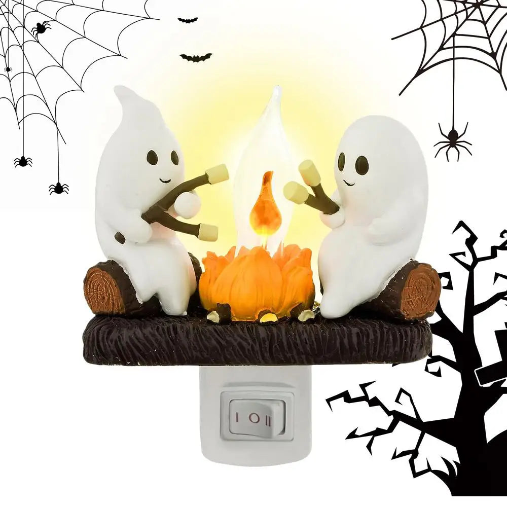 New Fashionable Ghost Campfire Nightlight Ghost Campfire Flickering Plug In Night Light Halloween Ghost Pumpkin Night Light