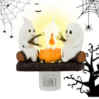 New Fashionable Ghost Campfire Nightlight Ghost Campfire Flickering Plug In Night Light Halloween Ghost Pumpkin Night Light