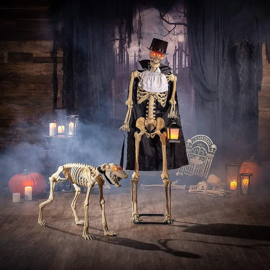 Animated Skeleton & Dog Halloween Decorations