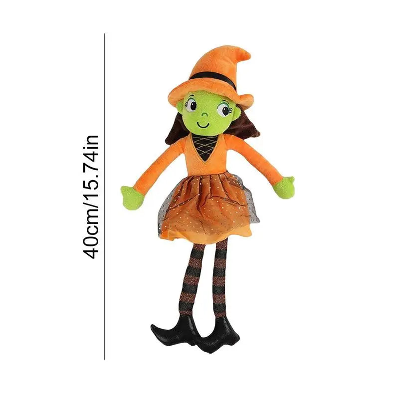 40cm Halloween Witch Doll Cute and Skin-friendly Stuffed Little Witch Doll Toy Festive Atmosphere Decoration Great Gift for Kids