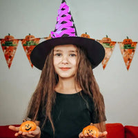 Halloween Witch Hat For Girls Halloween Fairytale Accessories Fancy Witch Dress Up Wizard Witch Hat Broom For Role-Play Cosplay