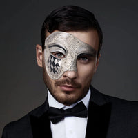 Men's Masquerade Mask Halloween Mask Vintage Venice, Italy Male Phantom of the Opera half face holiday party dress up