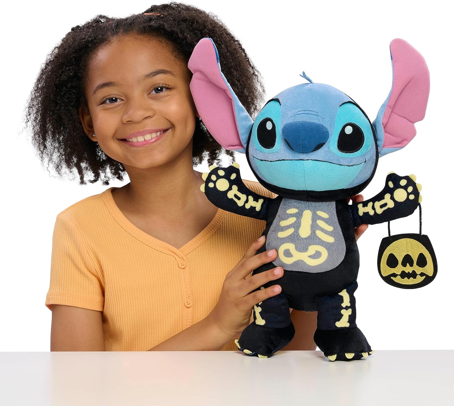 Disney Stitch dressed as a skeleton Halloween plush toy