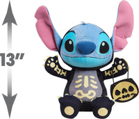 Halloween plushie with Stitch in glow-in-the-dark skeleton costume