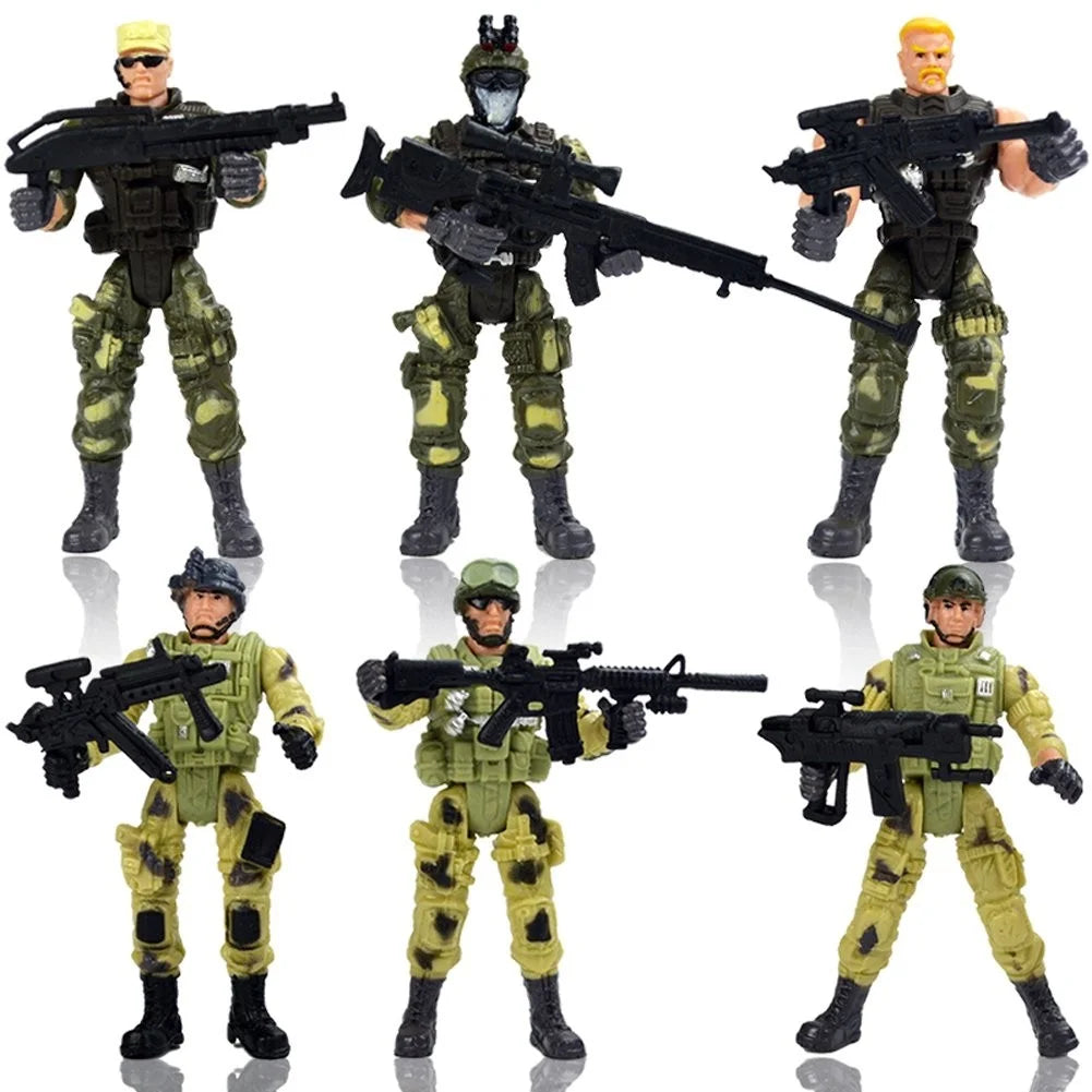 Special Force Army SWAT Soldiers Action Figures – 6-Pack with Weapons & Accessories, 4 Inches Tall