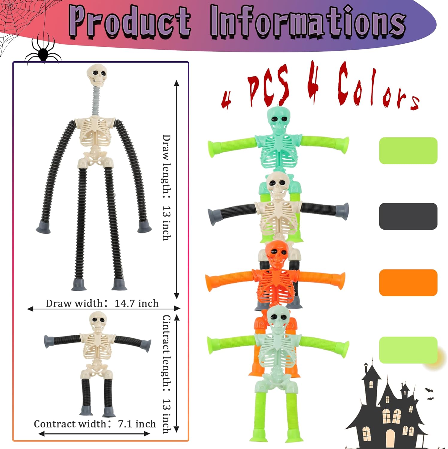 Shape-changing skeleton figure pop tubes sensory toy