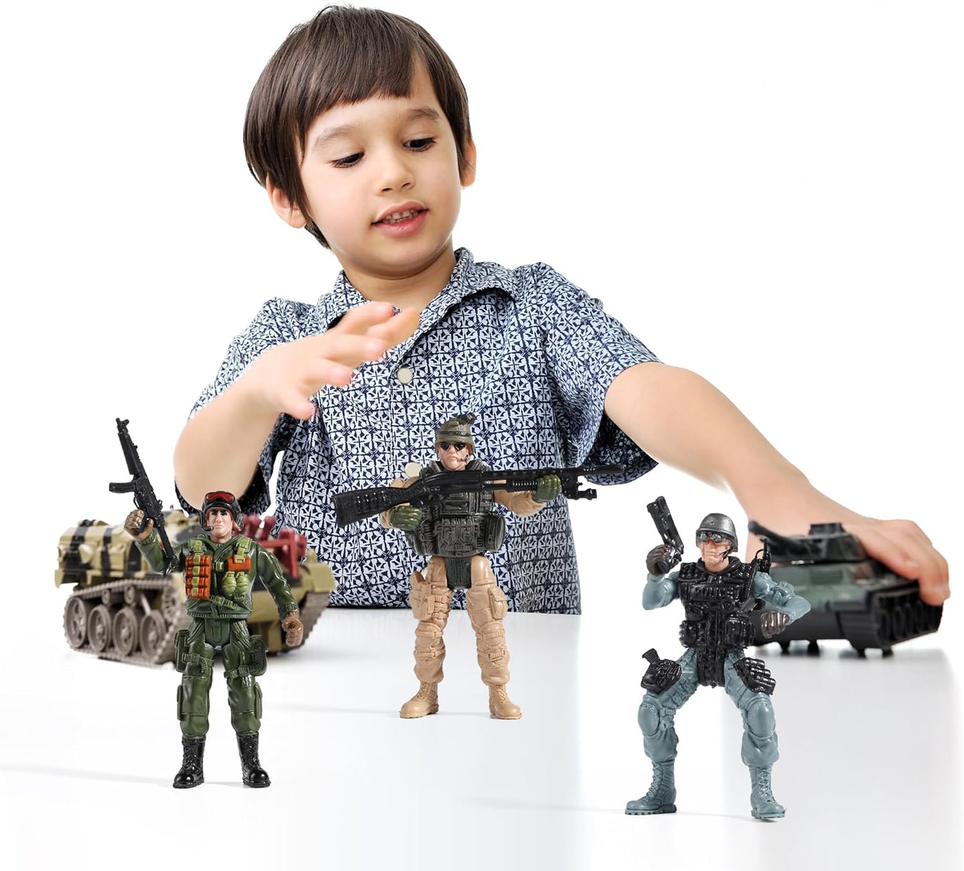 US Army Men and SWAT Team Toy Soldiers Action Figures with Military Weapons Accessories for Kids Boys Girls