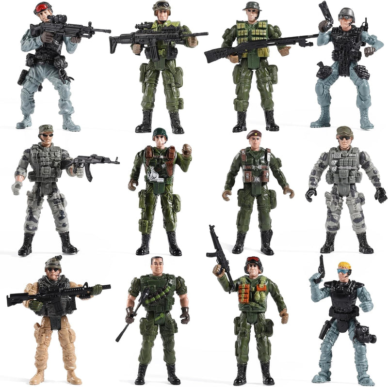 US Army Men and SWAT Team Toy Soldiers Action Figures with Military Weapons Accessories for Kids Boys Girls