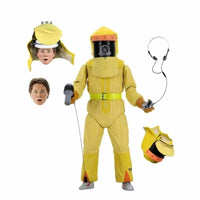 Yellow hazmat suit with accessories on a white background